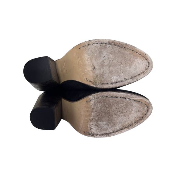 Rag & Bone Black Waxed Suede Margot Boot Size 9.5 EU 40 Block Heel Western Boho - Picture 6 of 8